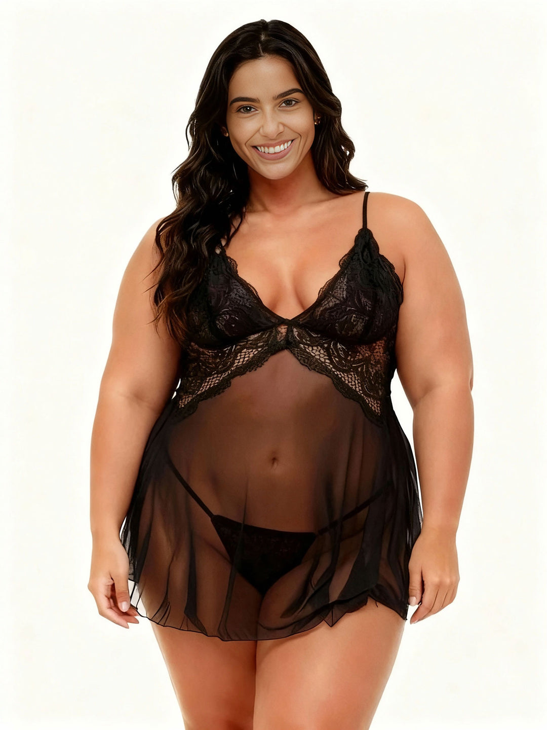 Leona Black Lace Nightie