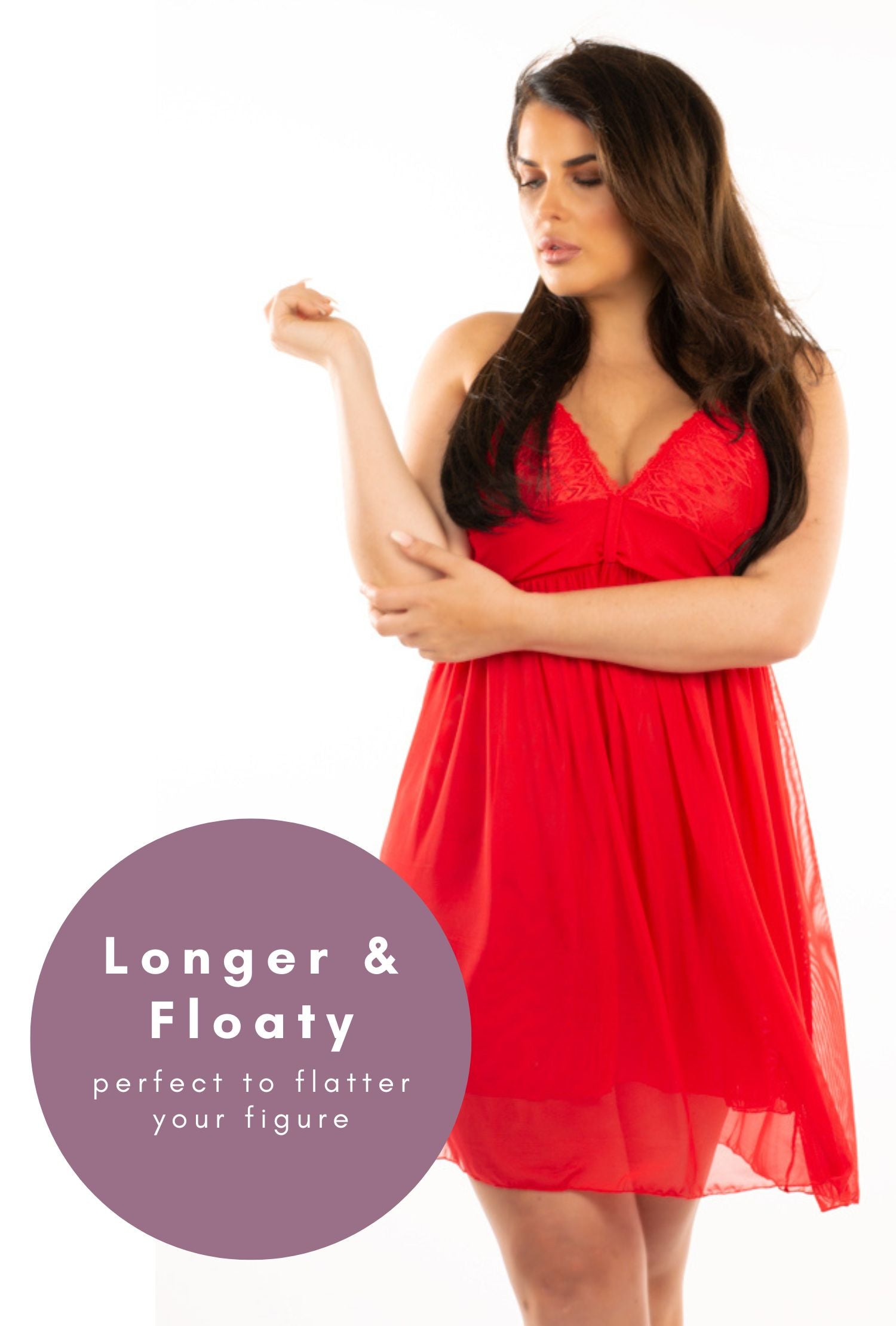 Fleur Red Double Layer Lace & Mesh Chemise