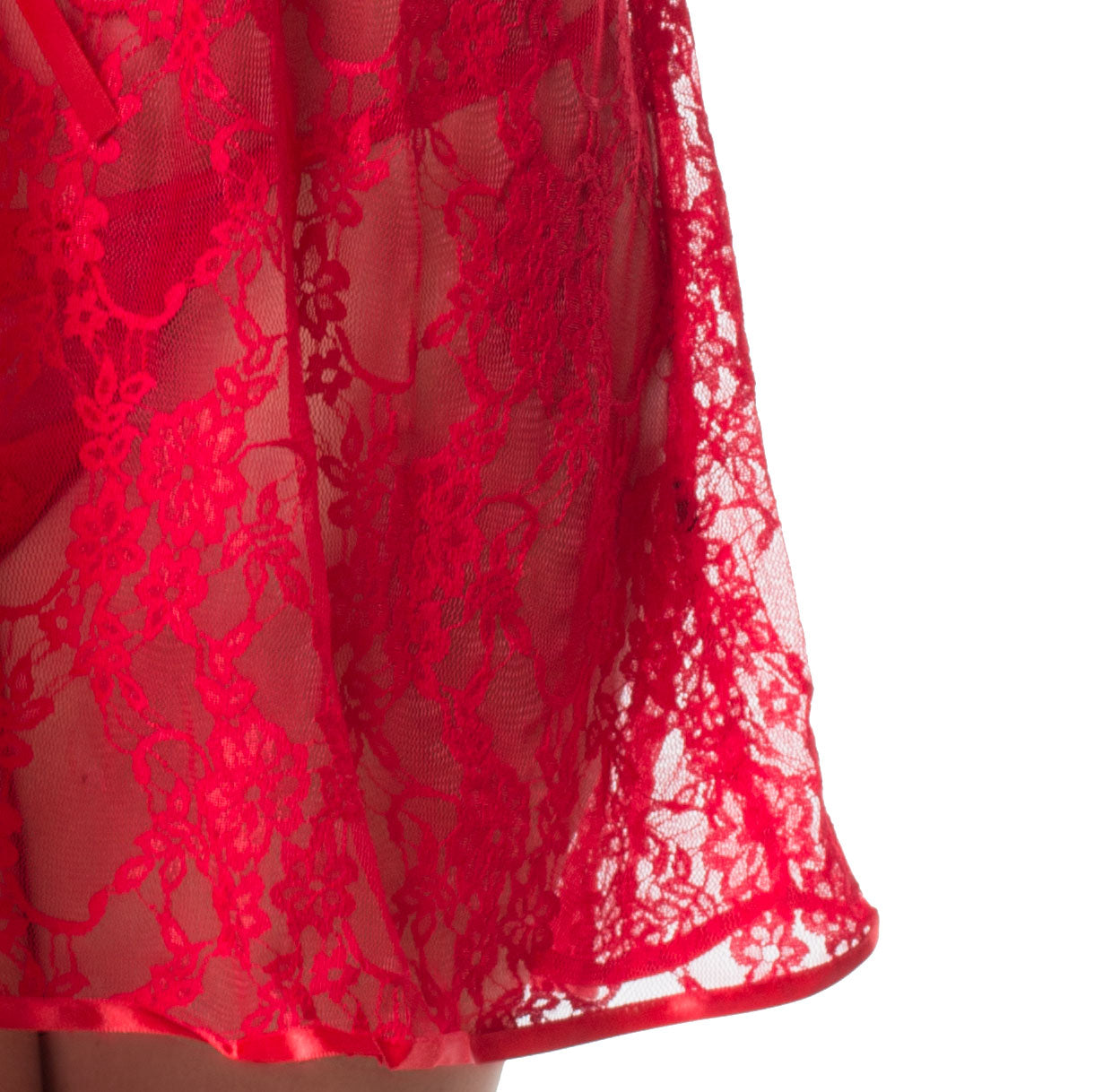 Alina Red Lace BabyDoll Dress with Matching Thong