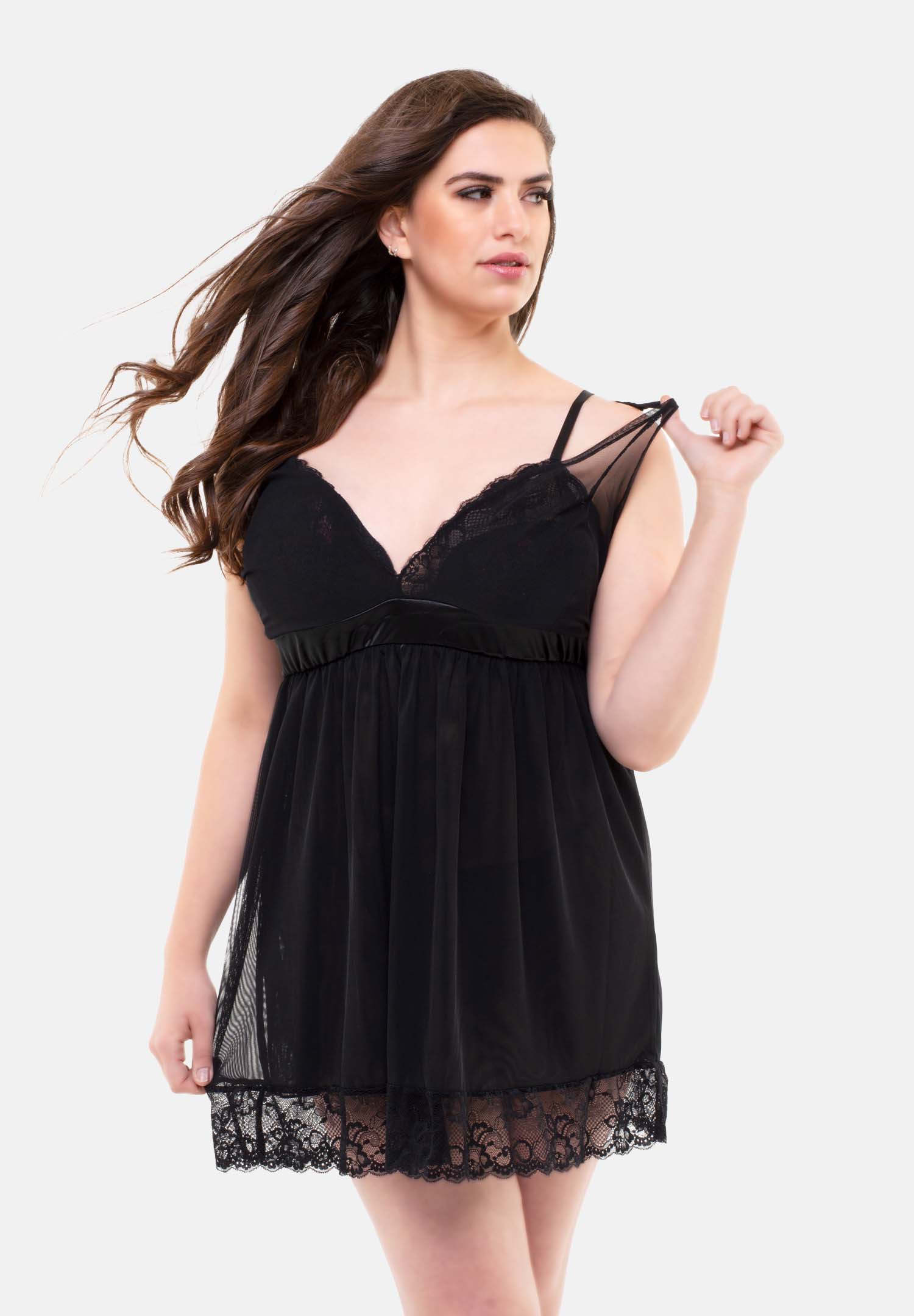 Hannah Lace & Mesh Double Layer Babydoll