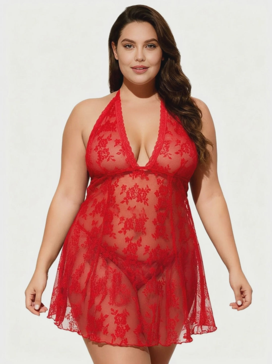 Nora Red Lace Nightie