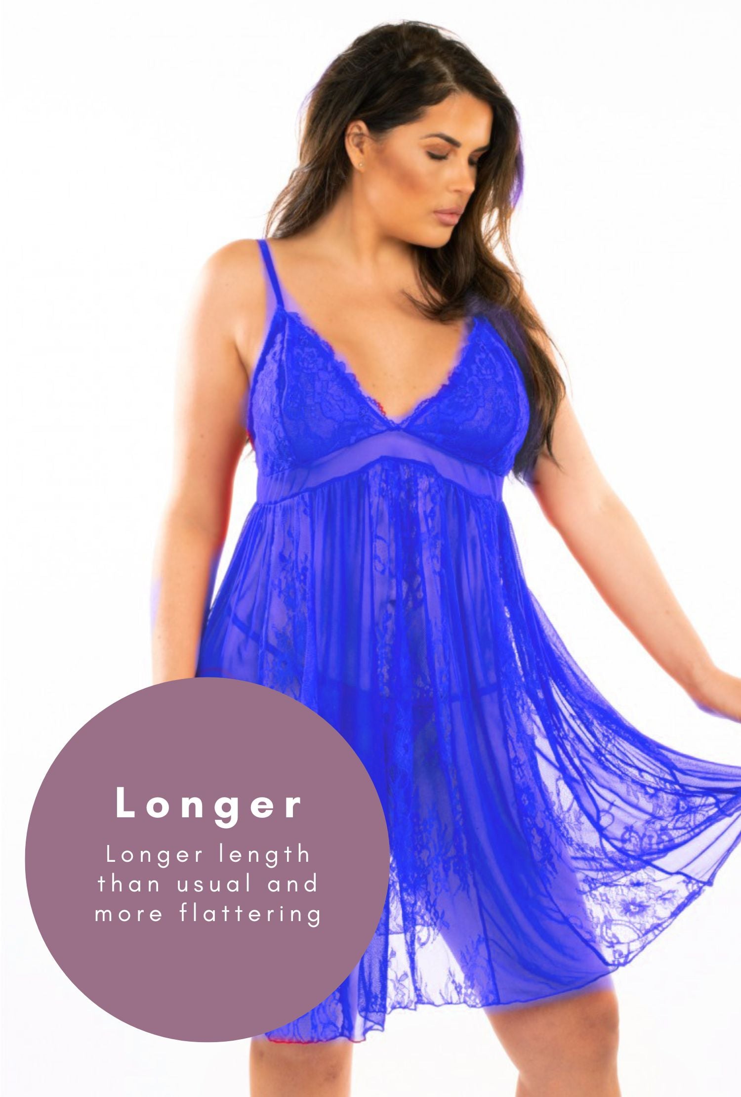 Isie Blue Lace & Mesh Chemise