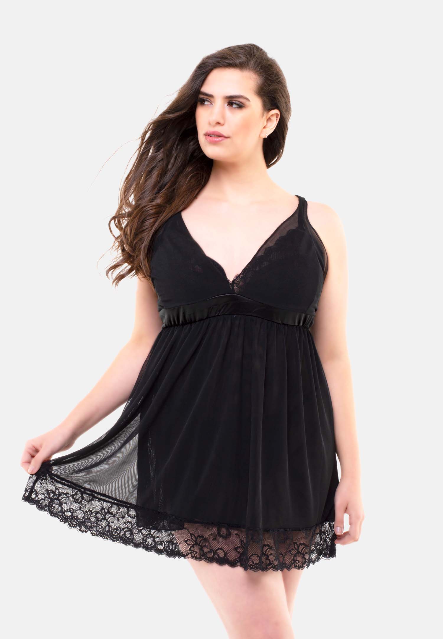 Hannah Lace & Mesh Double Layer Babydoll